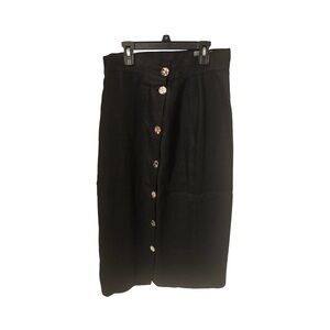 Cambridge Dry Goods Company, 100% Linen Skirt, Black, Size 12